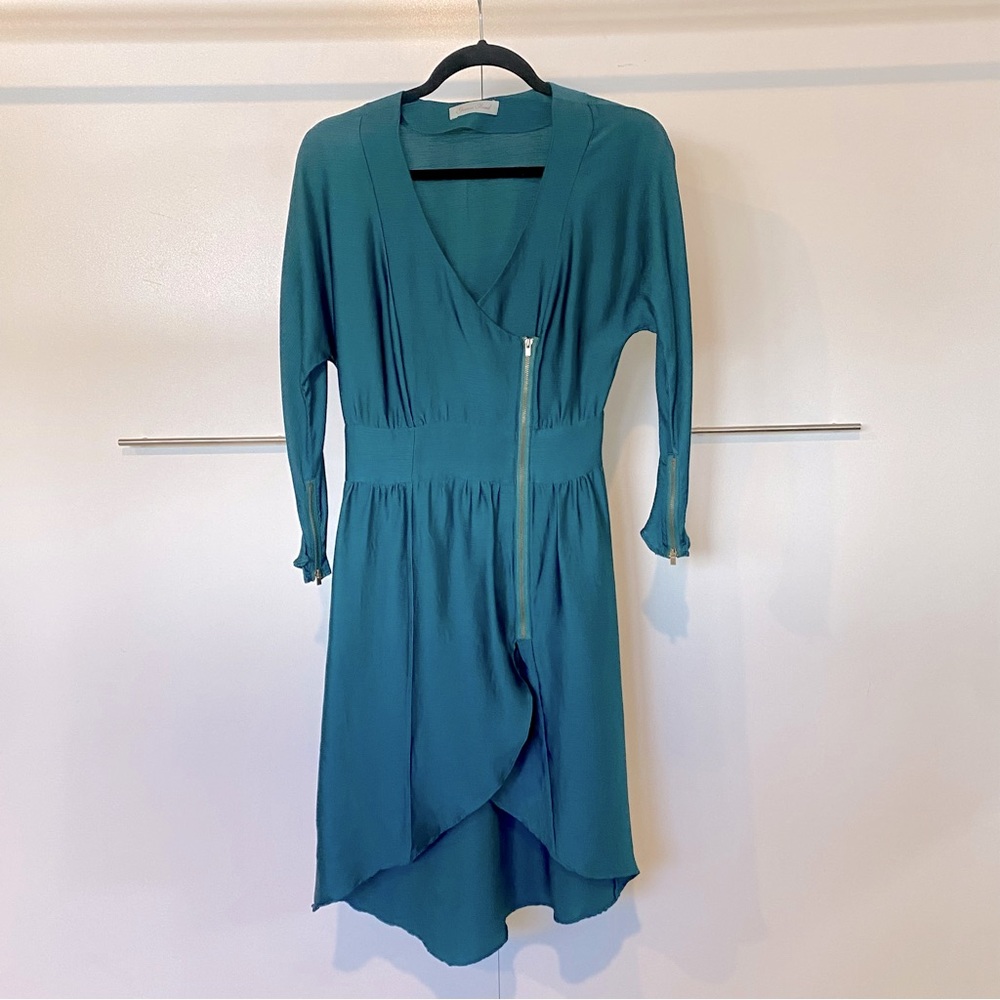 NWOT Geren Ford Teal Silk Hi Low Dress - sz S